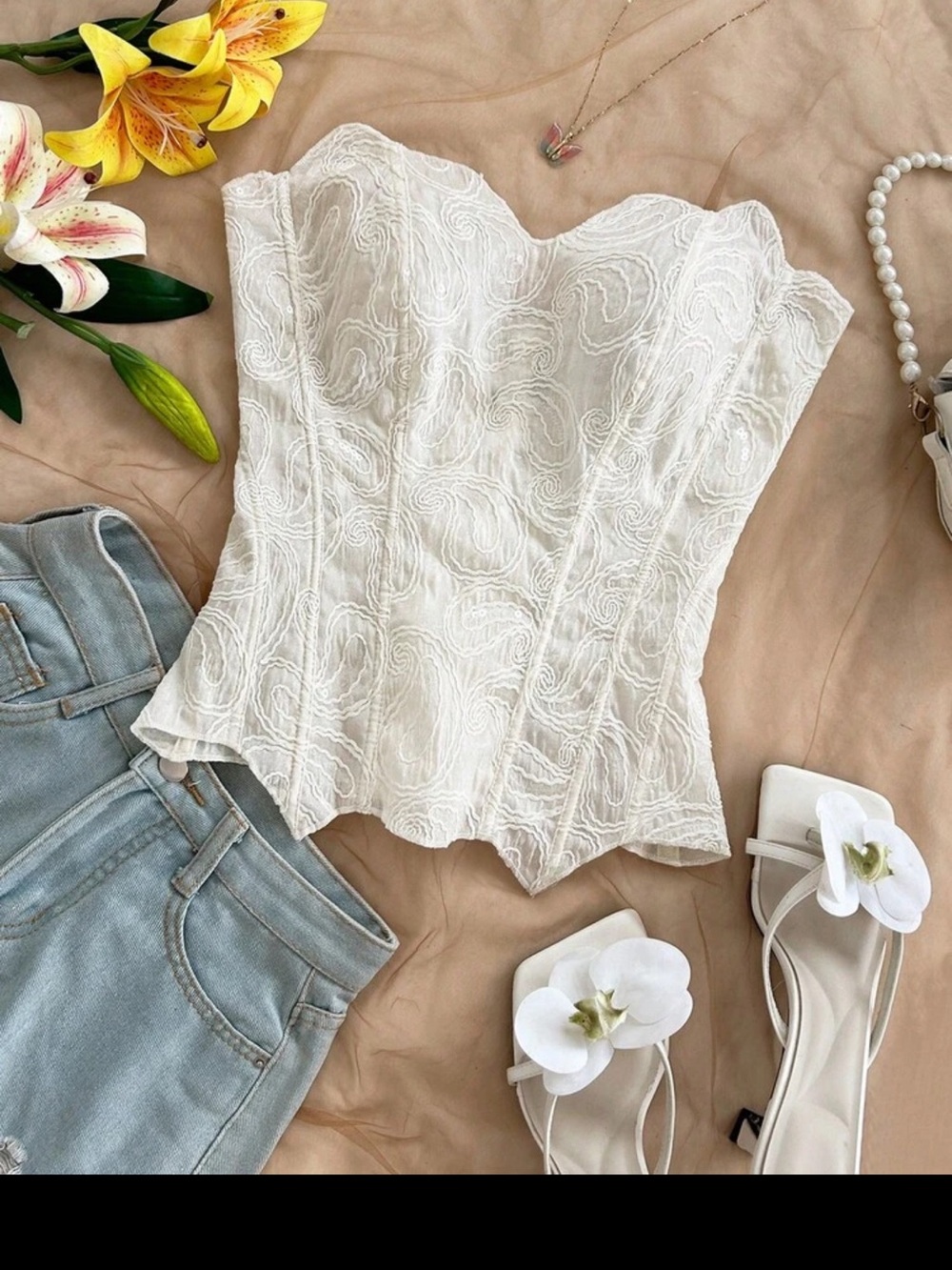 NWT SHEIN White Lace Bustier Camisole